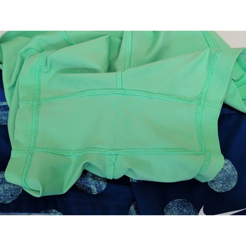 Nike Icon Dri Fit 2 In 1 Shorts Women M Blue Green Polka Dot Training Run Active